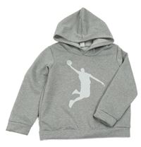 Sivá melírovaná športová mikina s potlačou a kapucňou shein