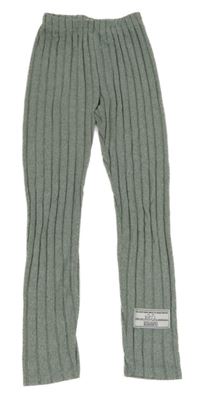 Khaki úpletové rebrované legíny Shein