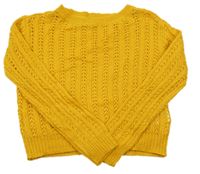 Okrový perforovaný ľahký sveter Page one young