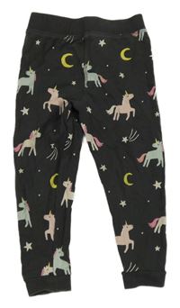Tmavošedé pyžamové kalhoty s jednorožci M&S