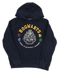 Tmavomodrá mikina s potlačou a kapucí - Harry Potter