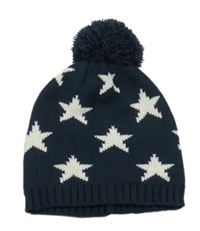 Tmavomodrá pletená čepice s hvězdami a bambulí H&M