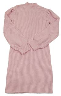 Ružové rebrované pletené šaty only