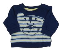 Tmavomodré triko s pruhy a tygrem Ergee