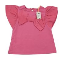 Nové - růžové tričko s šusťákovými volánky a mašlí River Island