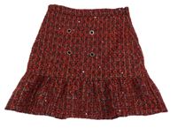 Červeno-čierna vzorovaná trblietavá úpletová sukňa Matalan