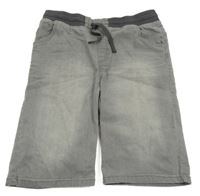 Šedé riflové kraťasy s úpletovým pasem Yigga