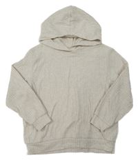 Smetanové žebrované úpletové triko s kapucí H&M