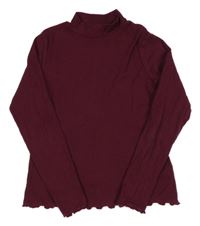 Vínové rebrované tričko H&M