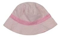 Ružovo-biely pruhovaný plátenný obojstranný klobúk