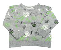 Sivá melírovaná mikina s obrázkami H&M
