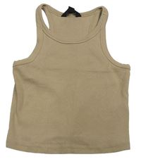 Béžový rebrovaný crop top New Look