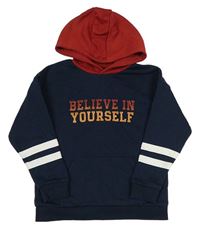 Tmavomodro-vínová mikina s nápisom a kapucňou Primark