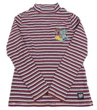 Vínovo-bílo-petrolejové pruhované žebrované triko - Harry Potter M&S