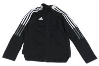Černá propínací mikina s pruhy Adidas