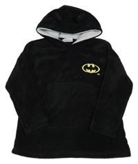 Čierna plyšová oversize mikina s kapucí - Batman