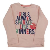 Ružová mikina s nápisom a flitrami zn. Esprit