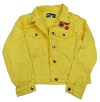 Žltá rifľová crop bunda s kvetmi C&A