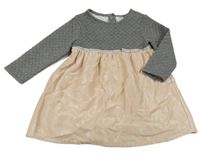 Šedo-světlerůžové teplákové třpytivé šaty s mašlí Orchestra 