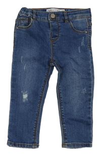 Tmavomodré skinny rifle s prodíráním Zara