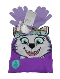 Nové - 2set - Fialová čapica s pejskem + lila prstové rukavice - Tlapková Patrola Nickelodeon