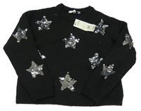 Nové - Čierny sveter s hvězdami z flitrů Peacocks