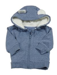 Modrá melírovaná prepínaci mikina so zateplenou kapucňou Primark