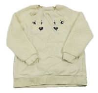 Béžová mikina s huňatymi rukávy a medvedíkmi