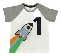 Bílo-šedé tričko s raketou Topomini