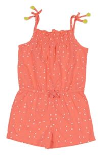 Neónově korálový bodkovaná ý kraťasový overal