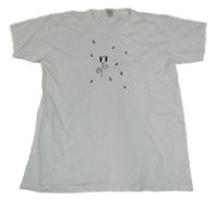 Biele tričko s květem a listami