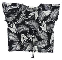 Čierno-biele crop tričko s listami H&M