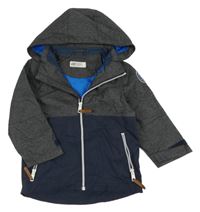 Šedo-tmavomodrá šusťáková podzimní bunda s kapucí H&M