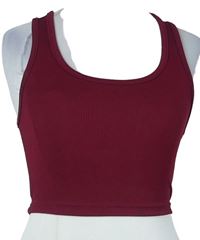 Dámský vínový žebrovaný crop top Shein 