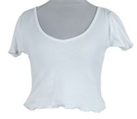 Dámské bílé žebrované crop tričko Pull&Bear 