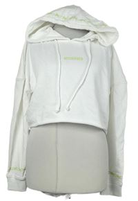 Dámska biela crop mikina s logom a kapucňou zn. MissGuided
