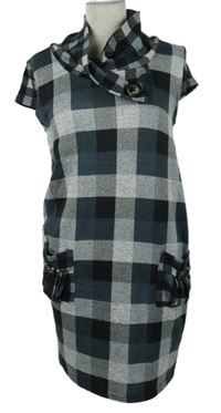 Dámské tmavomodro-černé kostkované pletené šaty Stella 