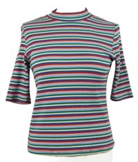 Dámské barevné proužkované žebrované triko Monki 