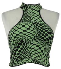 Dámský světlezeleno-černý vzorovaný pletený crop top Motel 