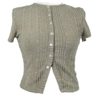 Dámské béžové žebrované úpletové crop tričko Shein 