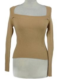 Dámsky béžový rebrovaný crop sveter Asos