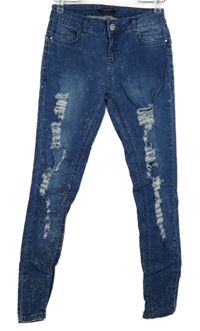 Dámske modré skinny rifle s vyšúchaním Select