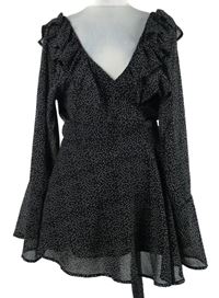 Dámská černá puntíkovaná zavinovací šifonová tunika In the Style 