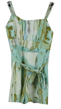 Dámský světlemodro-béžovo-bílý vzorovaný letní overal s páskem Quiz 