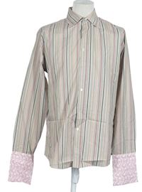 Pánska béžovo-ružová pruhovaná košeľa zn. M&S