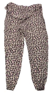 Svetloružové ľahké nohavice s leopardím vzorom Primark