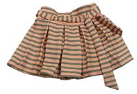 Lososovo-khaki pruhovaná sukňa s opaskom