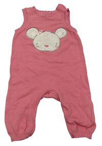 Ružový pletený nohavicový overal s myškou zn. Mothercare