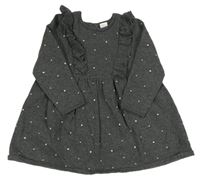 Sivé bodkovaná é pletené šaty s volánikom H&M