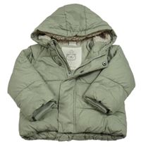 Khaki šusťáková zimní bunda a kapucí Next